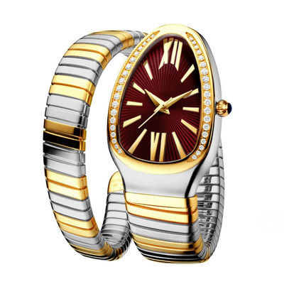 Serpentine Female Chain Wrist Watches, ODM-Quarz Movt echter Diamond Watch