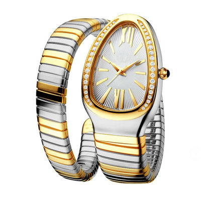 Serpentine Female Chain Wrist Watches, ODM-Quarz Movt echter Diamond Watch