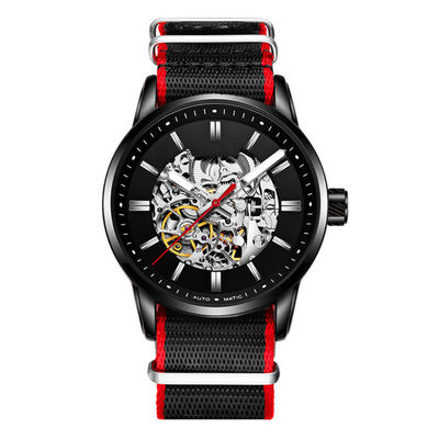 3ATM wasserdichte Nylonarmbanduhr, 13mm hohle mechanische Uhr