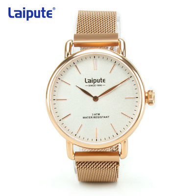 Rose Gold Stainless Steel Quartz-Armbanduhr Laipute undurchsichtig