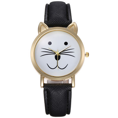 ROHS-Quarz-Kinder passen, Gewichts-Legierungs-Material Cat Face Quartz Watchs 35g auf