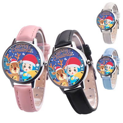 die analoge Uhr der Kinder 25g, 38mm Skala-lederne Band-Quarz-Uhr