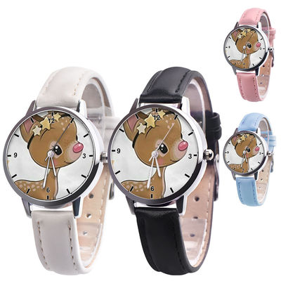 die analoge Uhr der Kinder 25g, 38mm Skala-lederne Band-Quarz-Uhr