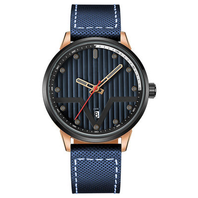 Lederne schwarze geformtes 3hands SUS316L Material der Metallarmbanduhr-Klinge