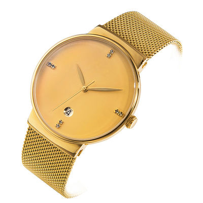 passt Stahlquarz des Rückendeckel-316L rostfreies, Gold Tone Stainless Steel Watch auf