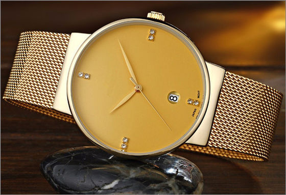 passt Stahlquarz des Rückendeckel-316L rostfreies, Gold Tone Stainless Steel Watch auf