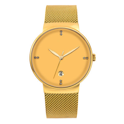 passt Stahlquarz des Rückendeckel-316L rostfreies, Gold Tone Stainless Steel Watch auf