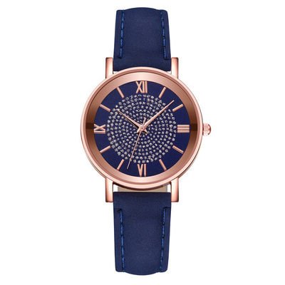 Wasserdichte Quarz-Armbanduhr der Frauen-3BAR, 230mm lederne Band-Quarz-Uhr