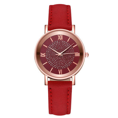 Wasserdichte Quarz-Armbanduhr der Frauen-3BAR, 230mm lederne Band-Quarz-Uhr