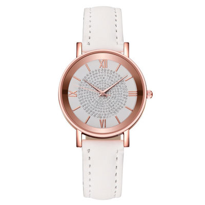 Wasserdichte Quarz-Armbanduhr der Frauen-3BAR, 230mm lederne Band-Quarz-Uhr