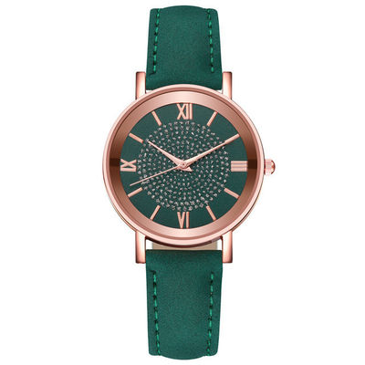 Wasserdichte Quarz-Armbanduhr der Frauen-3BAR, 230mm lederne Band-Quarz-Uhr