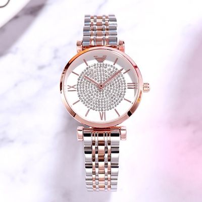 Diamond Rose Gold Wrist Watch For-Damen Japan Movt ODM verfügbar