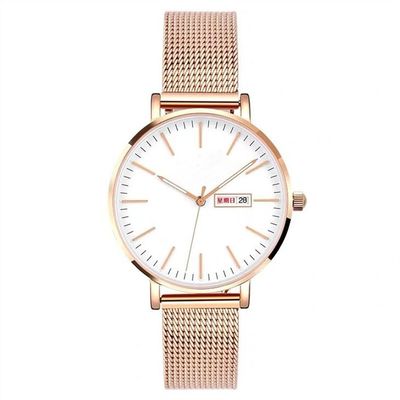 Rose Gold Women Quartz Wrist-Uhr 3BAR wasserbeständiges 3Needles
