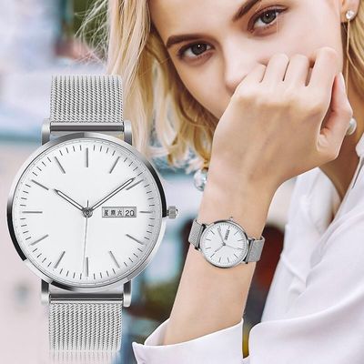 Rose Gold Women Quartz Wrist-Uhr 3BAR wasserbeständiges 3Needles