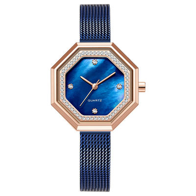 Vorzüglicher wasserdichter Stahl Mesh Belt Diamond Female Watch Japanese Movements