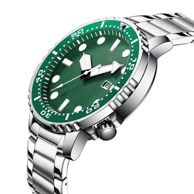 Mode-passt zufälliger Mann-Sport-Quarz-Uhr-Wasser-Geist grüne Farbe auf