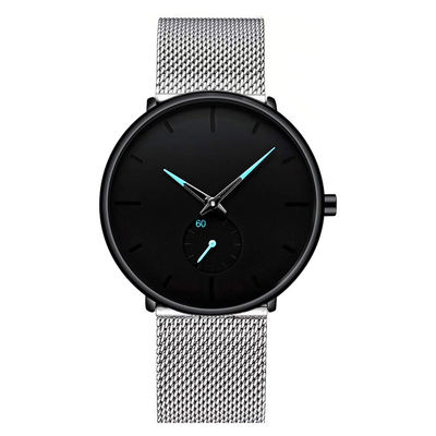 Mode-Unisexquarz-Armbanduhr mit Edelstahl Mesh Band