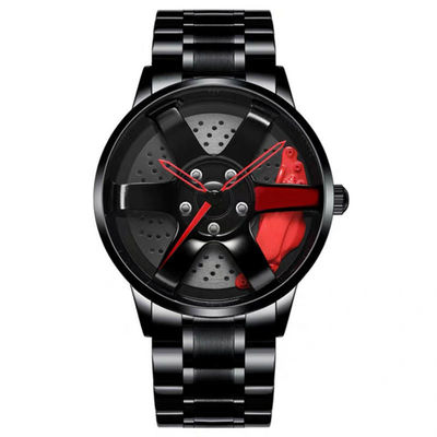 Laufen die Legierungs-Bügel-Quarz-der Uhr der Rad-Entwurfs-Höhlen-Disketten-Uhr-Männer