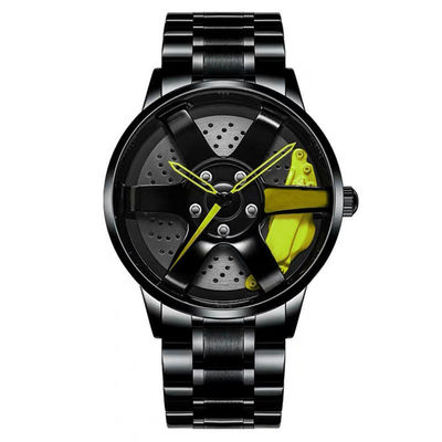 Laufen die Legierungs-Bügel-Quarz-der Uhr der Rad-Entwurfs-Höhlen-Disketten-Uhr-Männer