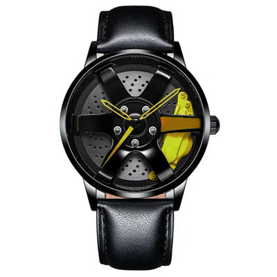 Laufen die Legierungs-Bügel-Quarz-der Uhr der Rad-Entwurfs-Höhlen-Disketten-Uhr-Männer