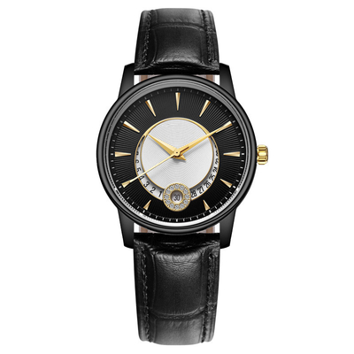 Damen überziehen stilvolle Schönheits-Quarzwerk-Armbanduhr mit Leder