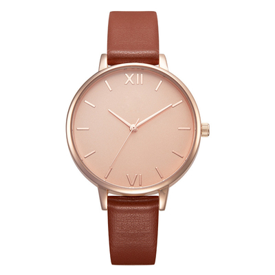 Gemarmorte Unscaled-Frauen überziehen wasserdichten 182mm Bügel der Uhr-30m mit Leder