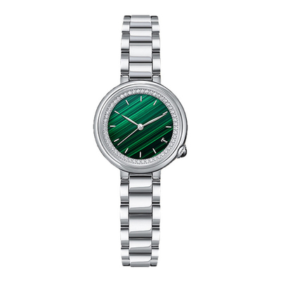 SS316L-Frauen-Quarz-Armbanduhr-Mineralglaslederband
