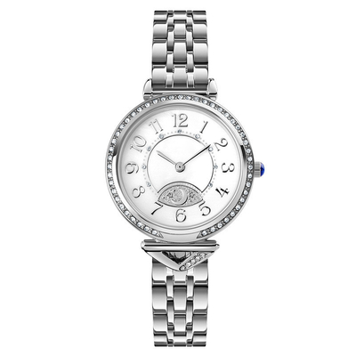 Stern-Mond-Stahl-Band Weinlese-Skala-Diamond Ladys Quartz Watch Dias 26.5mm