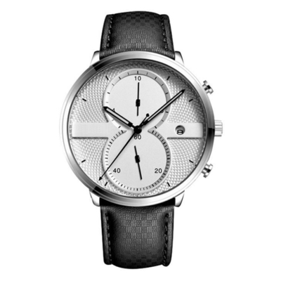 Lederband-Legierungs-Quarz-Armbanduhr 43mm Dia Minimalist Chronograph