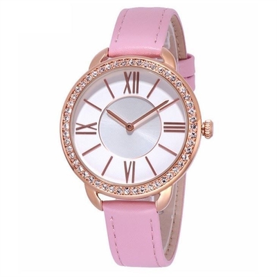 9.8mm Skala-Diamond Quartz Watch-Bewegungs-Leder 2035 mit einer Kruste bedeckt