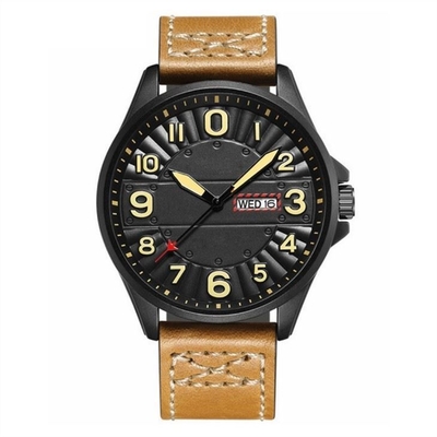 Doppelter Skala PU-Chronograph der Kalender-Legierungs-Quarz-Armbanduhr-45mm