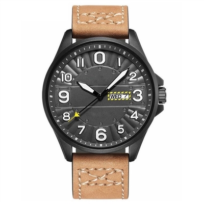 Doppelter Skala PU-Chronograph der Kalender-Legierungs-Quarz-Armbanduhr-45mm