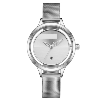 Damen Mesh Belt Quartz Calendar Watch mit Willow Leaf Needle