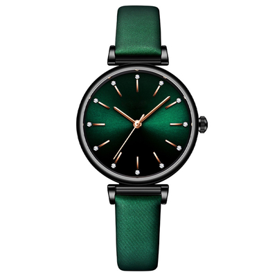 Die Stulpen-Uhr-Lederband-Luxusdamen-Uhren der Legierungs-Quarz-Frauen lederner