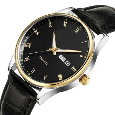 Die Armbanduhr-Doppelkalender-leuchtender Quarz-Antinebel der Brown-Lederband-Männer