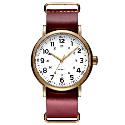 Band-Chronograph-Brown-Lederband-Edelstahl-Schnalle ODM lederne