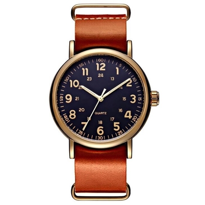 Band-Chronograph-Brown-Lederband-Edelstahl-Schnalle ODM lederne