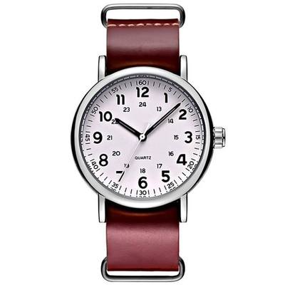 Band-Chronograph-Brown-Lederband-Edelstahl-Schnalle ODM lederne