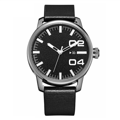 Ledergürtel-Quarz-Uhr Pin Buckle Black Casual Watchess der Männer haltbare