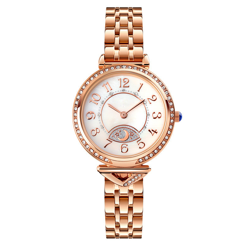 Stern-Mond-Stahl-Band Weinlese-Skala-Diamond Ladys Quartz Watch Dias 26.5mm